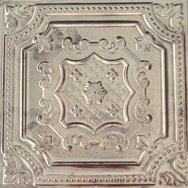 Shanko All Day Tony Pattern 612 Antique White Surface Mount Vintage HandPainted Standard CeilingTiles, 12PK ADT612-NU-STD-ATWHT-12 - main