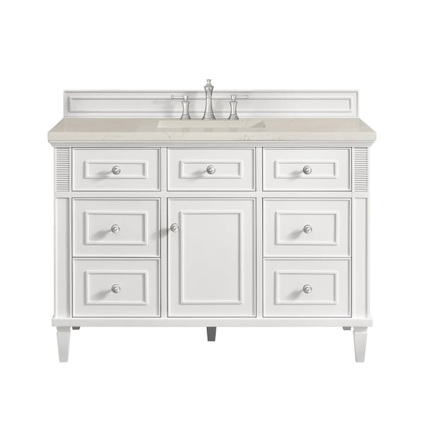 James Martin Vanities Lorelai 48" Single Vanity, Bright White, w/ 3 CM Siberian Silestone Top 424-V48-BW-3SFR - main
