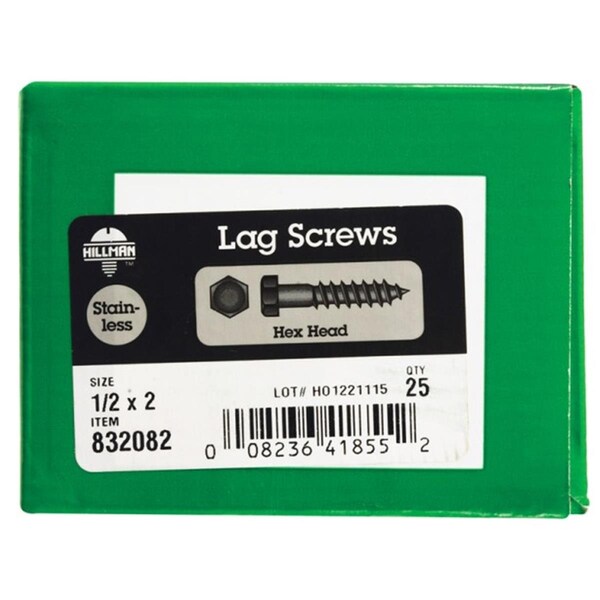 Hillman 0832082 0.5 x 2 in. Hex Lag Screw 59616 - main