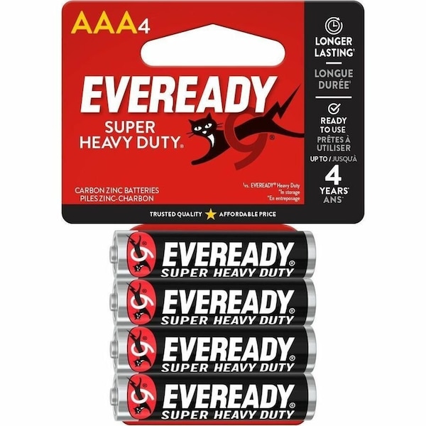 Eveready Zinc Manganese Dioxide (ZnMnO2) Battery, AAA 1.5V DC 4 PK 1212SW-4 - main