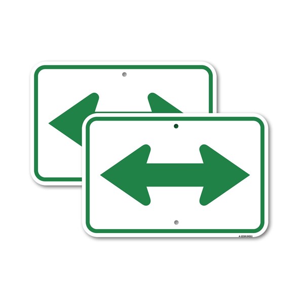 Signmission Bidirectional Arrow Green, 12'' X 18'' 2 Signs, Heavy Gauge Aluminum, 2PK A-1218-2PACK-24311 - main