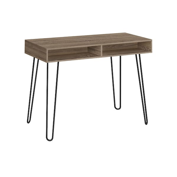 Homeroots 40" Taupe and Black Wood and Metal Hairpin Computer Desk 489978 - main