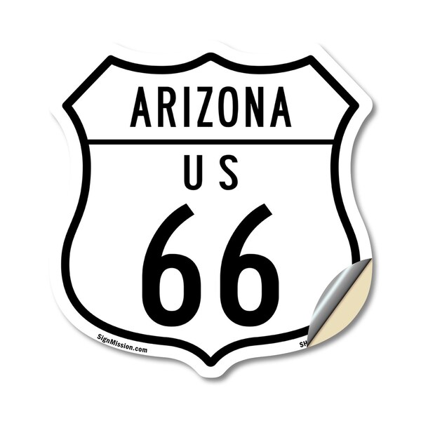 Signmission Arizona Route Marker Shield Sign Us 66, 12 Inch X 12 Inch, Vinyl Decal SHI-D-12-360 - main
