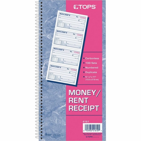 Tops Money/Rent Receipt Spiral Book, 2-3/4 TOP4161 - main
