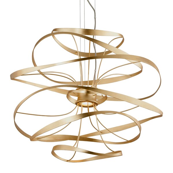 Corbett Lighting Calligraphy 2 Light Chandelier 34 In. Gold Leaf W Polished Stainless 216-43-GL/SS - main