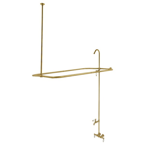 Kingston Brass Tub Wall Mount Tub Faucet with Shower Enclosure, Brushed Brass CC63T7 - main