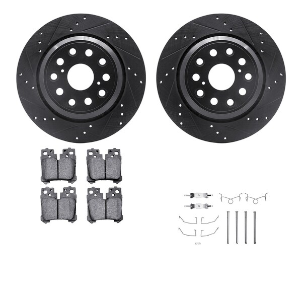Dynamic Friction Co DFC Rotors-Drilled & Slotted-Black w/ EURO 5000 Ceramic Brake Pads Incl Hdw 8612-75002 - main