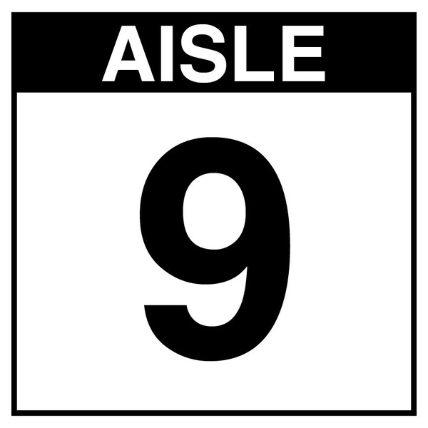 5S Supplies Warehouse Aisle 9 Sign - 16in x 16in - DOUBLE - NONE - PVC AISLE9-16X16-DOUBLE-NONE - main