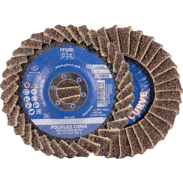 Pferd PFERD Flap Disc, PVL-R, POLIVLIES CURVE, 5in x 7/8, Coarse, Aluminum oxide 45923 - main