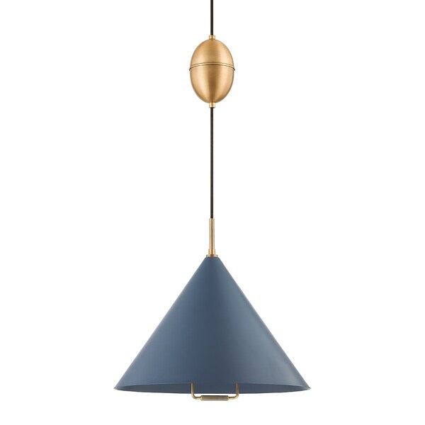 Troy Lighting Fontana 1 Light Pendant 18 In. Patina Brass/Slate Blue F7618-PBR/SBL - main