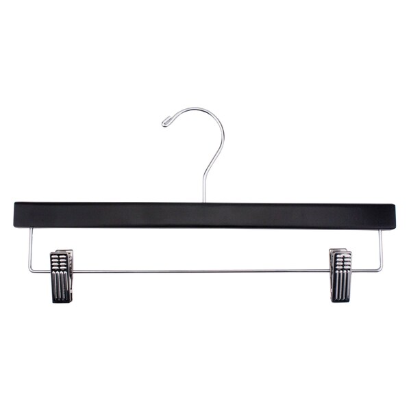 Nahanco 14in Black Gloss Wooden Skirt/Pant Hanger w/ Chrome Hardware, 25PK 2214RCCHHU - main