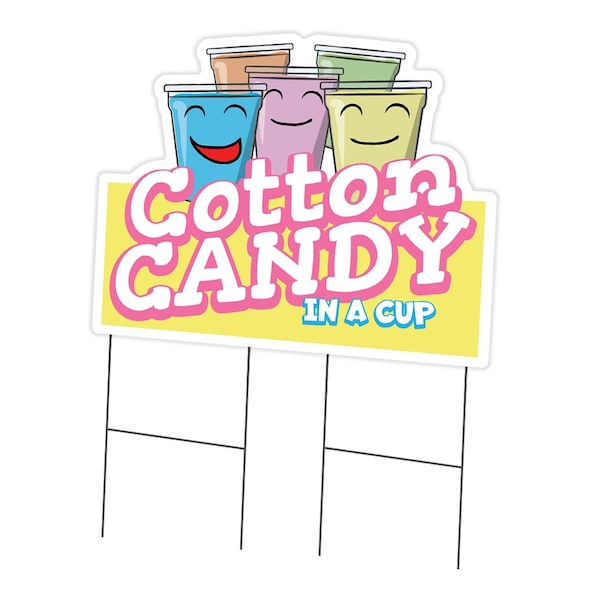 Signmission Cotton Candy In A Cup Die Cut Yard & Stake plastic window, 2436-Cotton Candy In A Cup C-DC-2436-Cotton Candy In A Cup19 - main