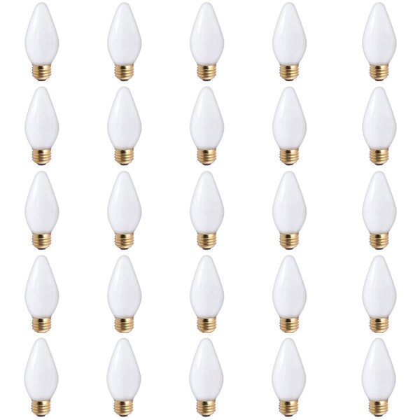Bulbrite 25W Dimmable White F15 Fiesta Incandescent Light Bulbs, Medium E26 Base, 2700K, 25PK 861170 - main