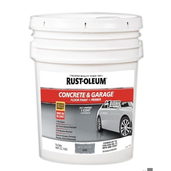 Rust-Oleum 5 gal Concrete and Garage Floor Paint, Satin Finish, Battleship Gray 320172 - main