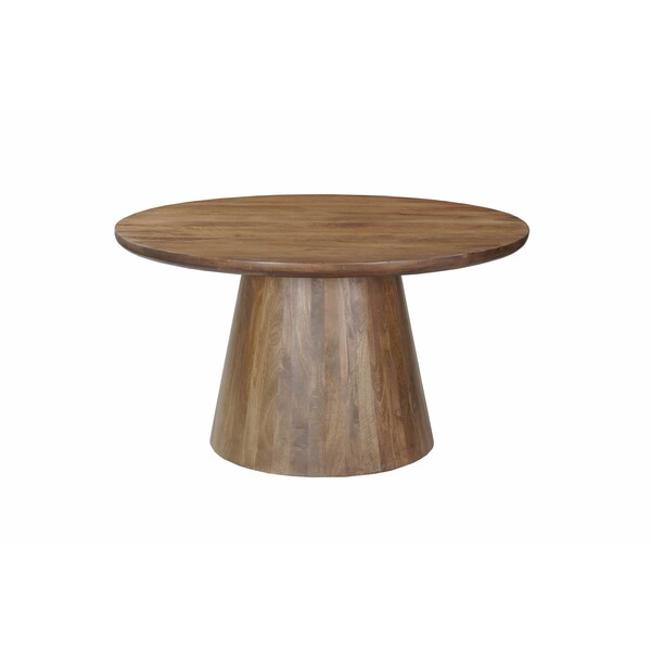 Homeroots 54" Brown Solid Wood Pedestal Base Round Top Dining Table 644519 - main