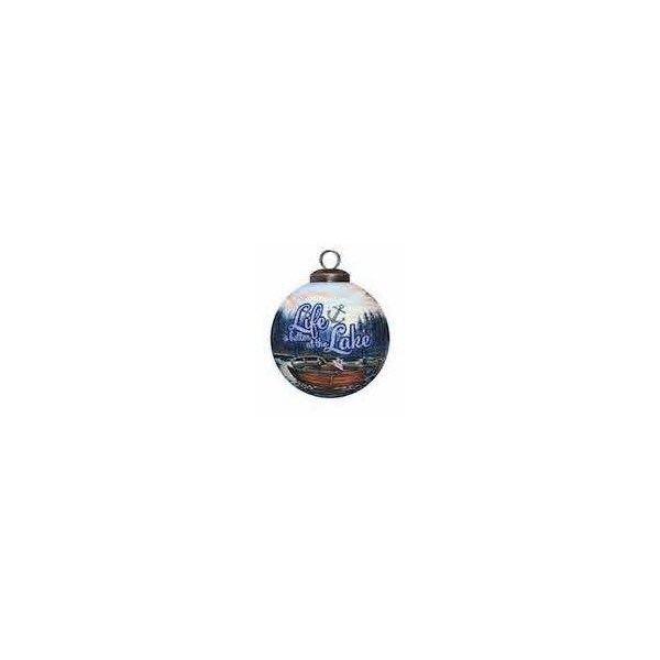 Homeroots Scenic Life is Better at the Lake Hand Painted Mouth Blown Glass Ornament 477539 - main