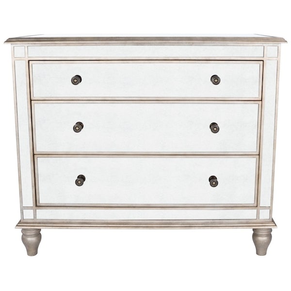 Homeroots Rectangle Mirrored Three Drawer Console Storage Chest 383193 - main