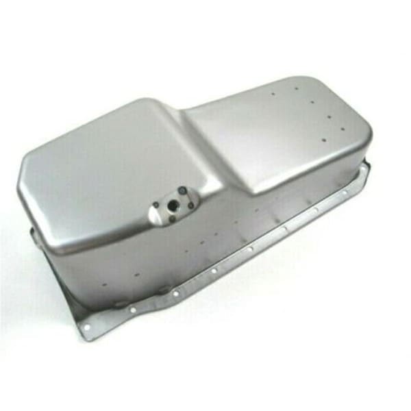 Absurdo Steel Stock Oil Pan with Passenger Side Dipstick for 1986-Up SB Chevy 283-350, Raw AB2205103 - main
