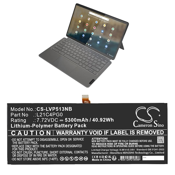 Ilc LENOVO IDEAPAD DUET 5 CHROMEBOOK 13Q7C6 82QS0033IX BATTERY Replacement Laptop Battery, 7.72V LENOVO IDEAPAD DUET 5 CHRBOOK 13Q7C6 82QS0033IX BA - main