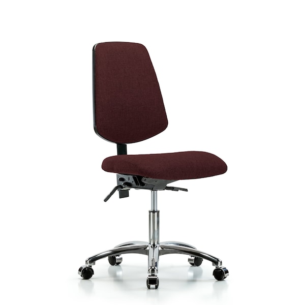 Blue Ridge Ergonomics Desk Chair Fab Desk Chair, Med, Bk, Chrm, Casters, Bur, No Arms, 19" to 24" Height, Fabric, Burgundy BR-FDHCH-MB-CR-T0-A0-CC-F41 - main