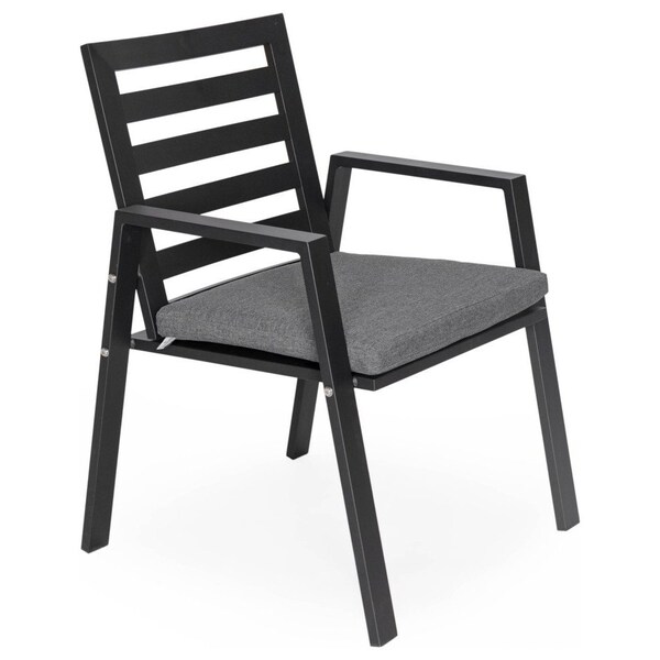Leisuremod Chelsea Modern Patio Dining Armchair in Aluminum with Removable Cushions, Black CC20BL-BL - main