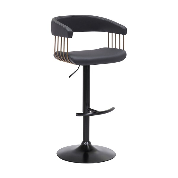 Homeroots Black Faux Leather And Metal Swivel Adjustable Height Bar Chair 534477 - main