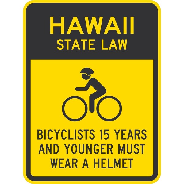 Lyle Bicyclists 15 Years And Younger Must Wear A Helmet (Cyc, 18x24, High Intensity Prismatic, Yellow G-10781-HI_18x24 - main