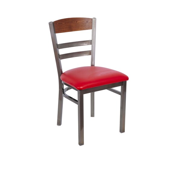 Bfm Seating Barrick Steel Wood Back Chair - Quick Ship Black Vinyl Seat, Autumn Ash Back - Clear Coat Finish 2165CVNS001-AACL - main