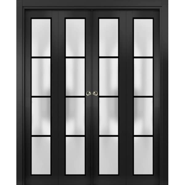 Sartodoors Sliding Closet Double Bi-fold Doors Planum 2132 Black Solid Core Modern Interior PLANUM2132DBF-BLK-96 x 80 (4* 24x80) - main