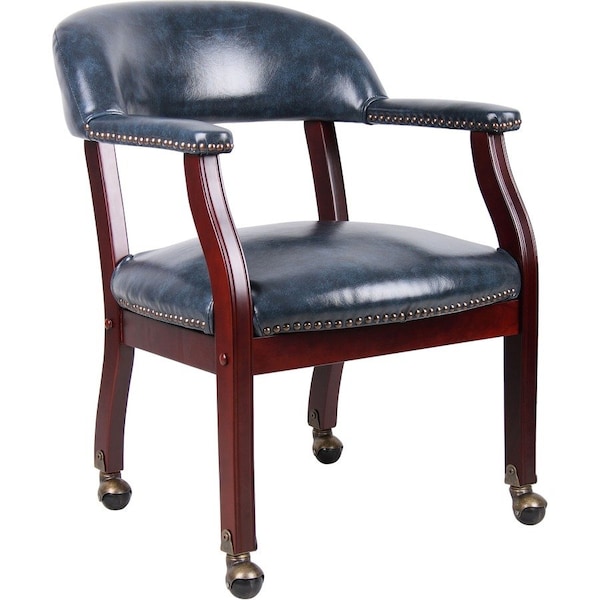 Boss Ivy League Executive Chair, Blue Back, 24 in W 26" L 31" H, Fixed, Vinyl Seat B9545-BE - main