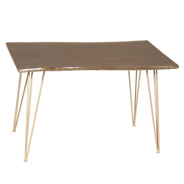 Homeroots 48" Brown And Gold Solid Wood And Iron Dining Table 517762 - main