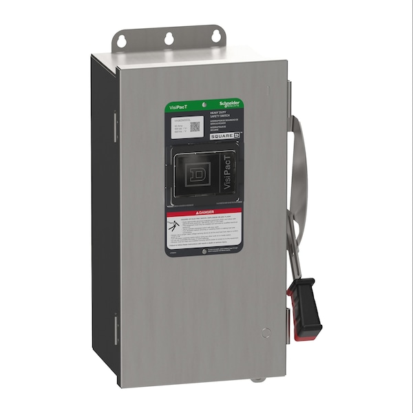 Schneider Electric Safety Switch, Fusible, 3PST, Three Phase, NEMA 4X, Indoor/Outdoor, 316 Stainless Steel VH362NSSGL - main