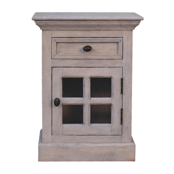 Homeroots 24" Gray Solid Wood And Glass Distressed Two Drawer Nightstand 651592 - main