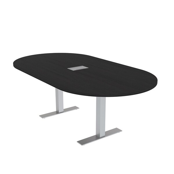 Skutchi Designs 6ft Conference Table With Power Unit | 6 Person Modular Racetrack Meeting Table | Harmony Series HAR-RAC-48X72-T-U999ST19-ESIL - main