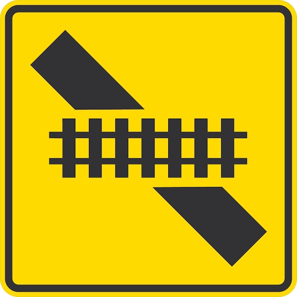 Lyle W10-12L, Left Skewed Track Crossing, 30x30, Diamond Grade, Yellow G-15130-DG_30x30 - main