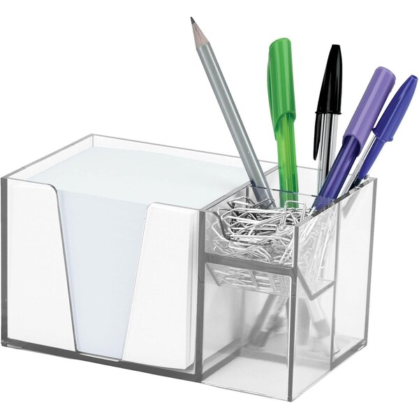 Acrimet Desktop Organizer Pencil, Pen, Paper, Clip, Caddy Holder (Plastic) (Paper Included) (Crystal Color) 954.3 - main