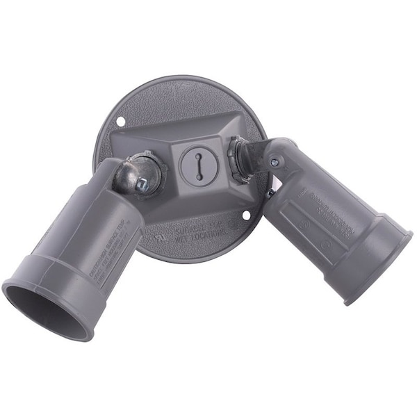Hubbell Combination Cover, 4-1/8 in Dia, 3.336 in L, 8 in W, Round, Metal, Gray, Powder-Coated 5625-0 - main