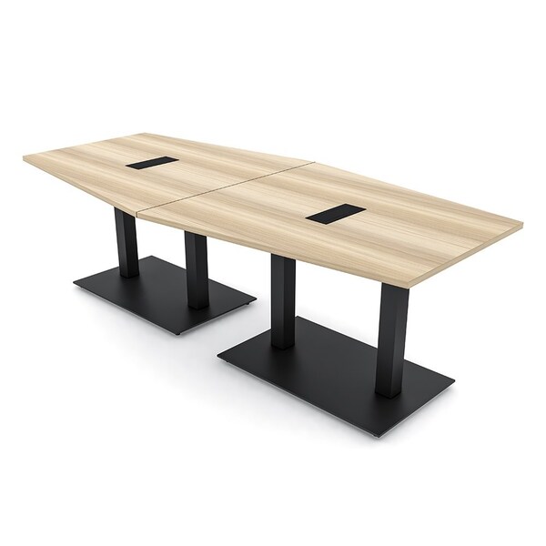 Skutchi Designs Hexagon Conference Table With Power Unit, 48 in W, 96 in L, Brown HAR-HEX.IR-48X96-DOU.BK-K525-EBLK - main