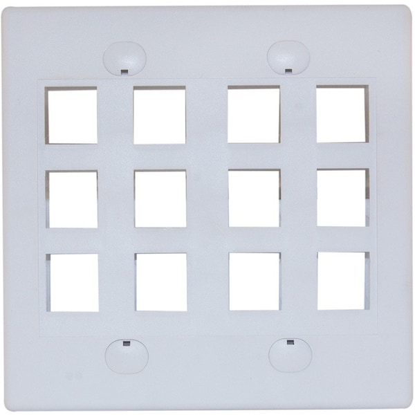 Cable Wholesale Keystone Wall Plate, White, 12 Port, Dual Gang 301-12K-W - main