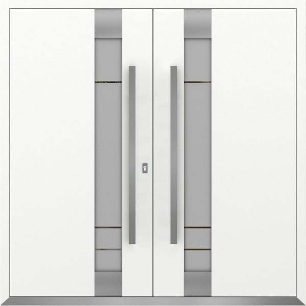 Vdomdoors Metal Double Doors Deux 1713 White Enamel Frosted Glass Entry Modern Painted (W72xH96) Left hand Ou DEUX1713DEXD-BEM-W72xH96-LH-O - main
