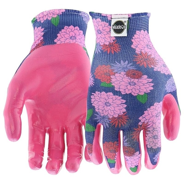 Miracle-Gro MG37126WML3P Breathable Garden Gloves, Women's, ML, Knit Cuff, Nitrile Coating, Polyester Glove MG37126/WML3P - main