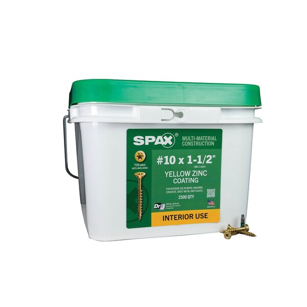Spax #10 x 1-1/2 in Interior Wood Screws Construction Flat Head T-Star Plus Bulk Pail, 2500PK 3191020500400 - main