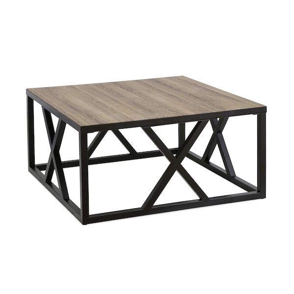 Homeroots 35" Black Steel Square Coffee Table 521995 - main