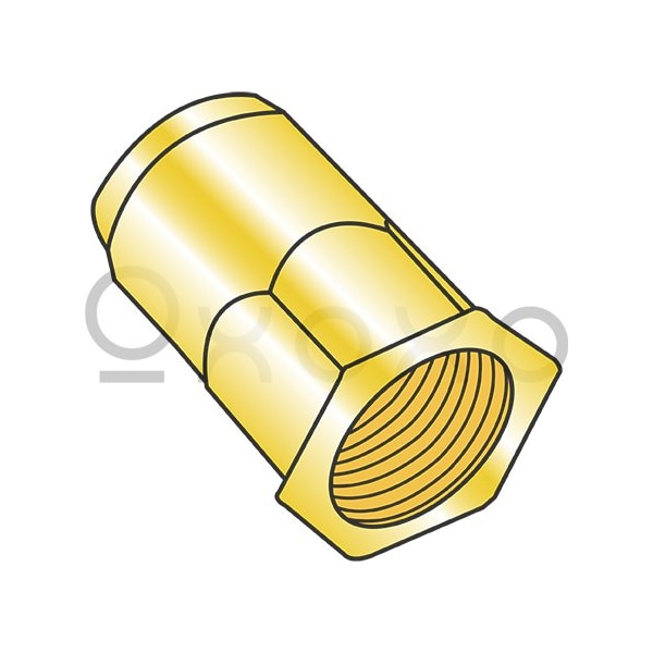 Oxoxo 5/16-18-.150 Large Flange Lo Profile Semi Hex Body Rivet Nut Insert Steel Zinc Yellow, 1000PK 628388 - main