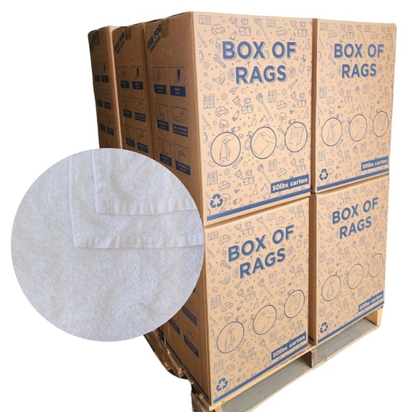 Supremeplus Full Size White Cleaning Towels - 20 in x 40 in, 600 lbs. Pallet, 50x 12 lbs. Boxes, 12PK SP-3579 - main
