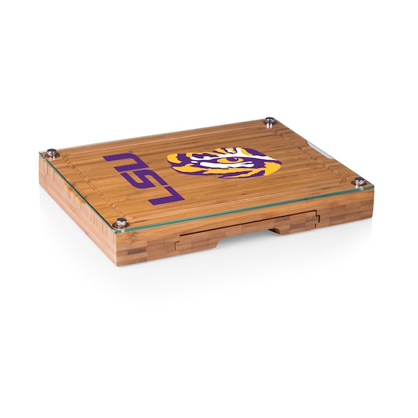 Picnic Time Family Of Brands NCAA LSU Tigers Concerto Glass Top Cheese Board and Knife Set 919-00-505-294-0 - main