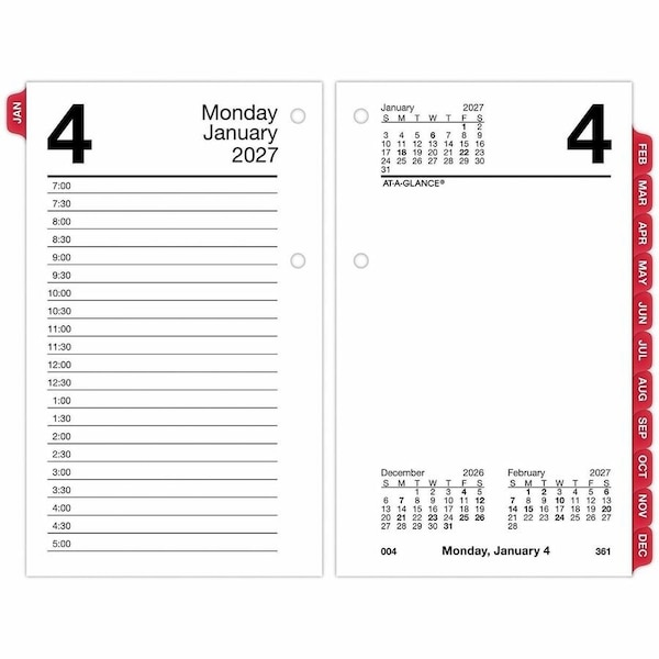 At-A-Glance Desk Calendar Refill with Tabs, 6 x 3.5, White, 2022 E717T-50 - main