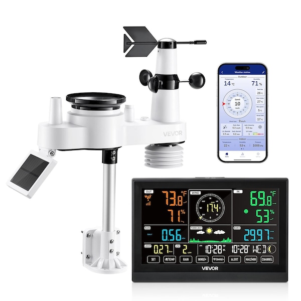 Vevor 7-in-1 Wireless Weather Station 7.5 in Display for Indoor Outdoor-NO WIFI YT60231 - main