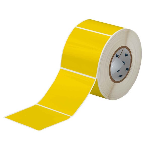 Brady Weather Resistant Polyester Outdoor Labels 4 in H x 4 in W Yellow 1000/RL THT-161-8591-1-YL - main