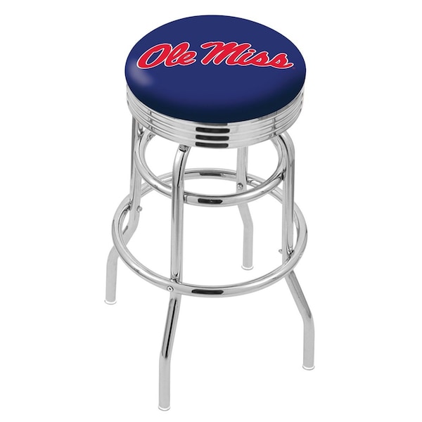 Holland Bar Stool Co 30" Chrome 2-Ring Ole' Miss Swivel Bar Stool, Accent Ring L7C3C30MssppU - main